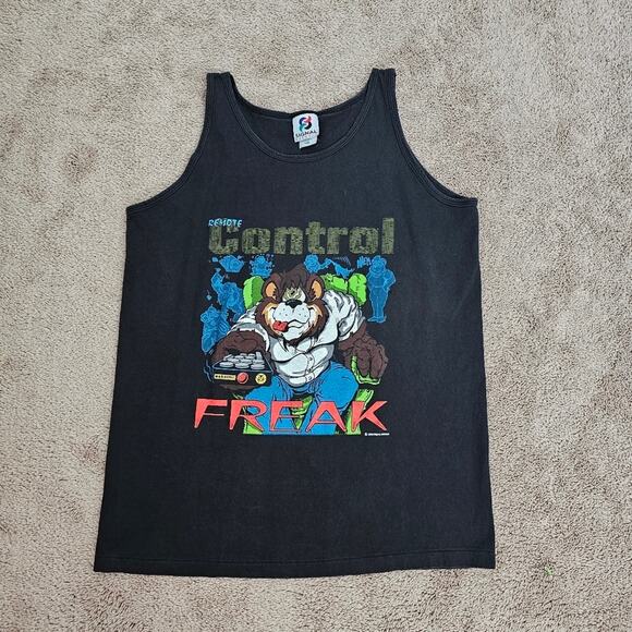 Vintage 1993 Men's Remote Control Freak Tank Signal Artwear USA Made Large - Picture 1 of 7